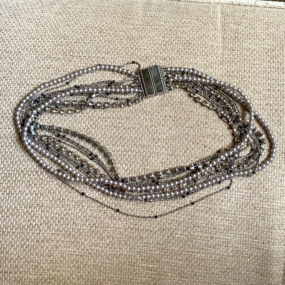 Choker necklace. Multi tiered jewelry. Magnetic clasp.